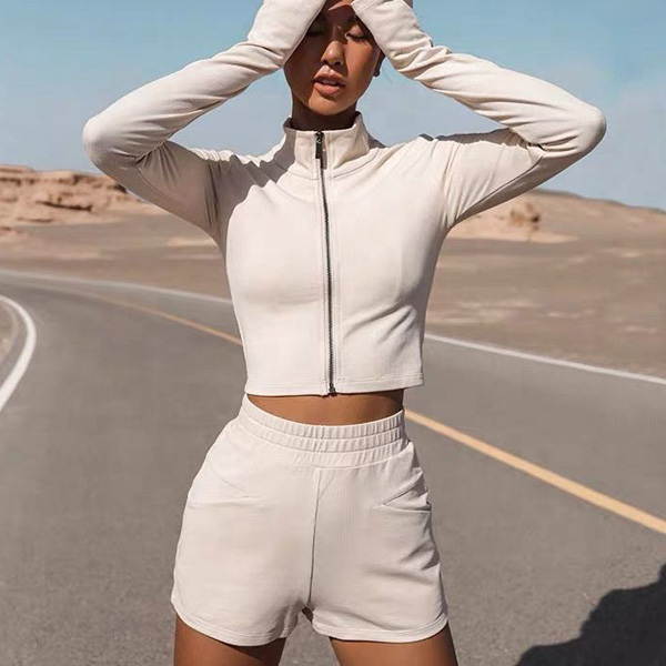 Tracksuits Reflective Women Zipper Hoodies Shorts Sets